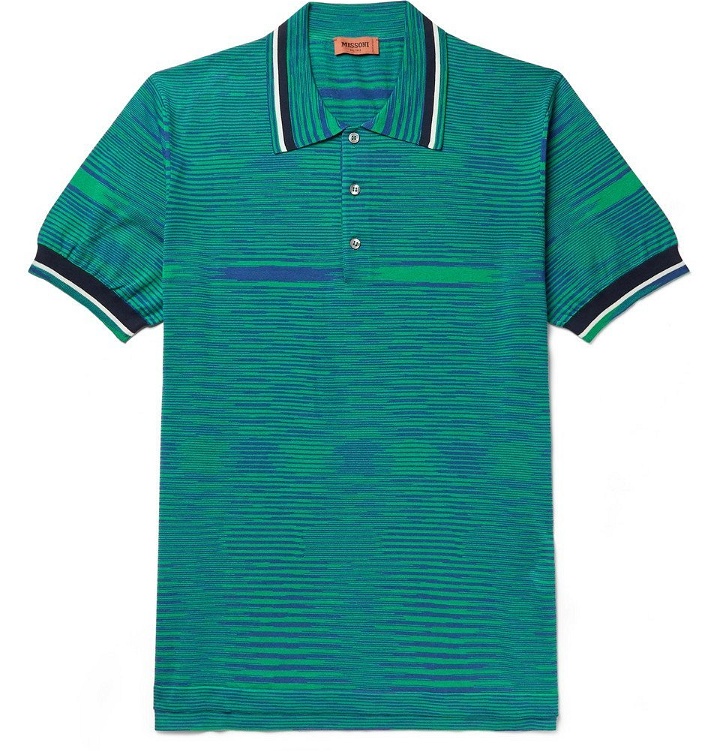 Photo: Missoni - Space-Dyed Knitted Cotton Polo Shirt - Green