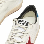Golden Goose Men's Ball Star Ornamental Leather Sneakers in White/Red/Ice/Ocean Blue
