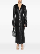 Jade Cropper Blue Lace-Up Faux-Leather Dress
