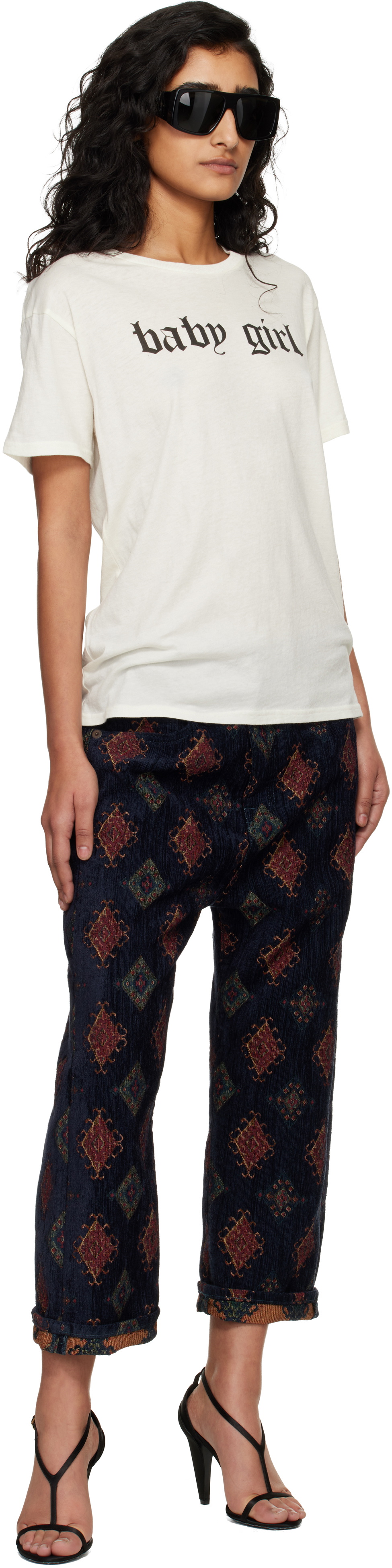 R13 Navy Loose Tailored Drop Trousers