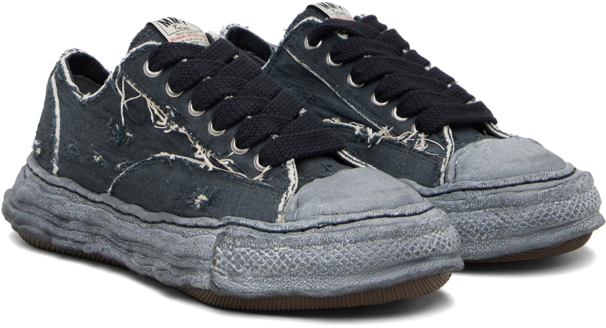 Maison MIHARA YASUHIRO Black 'Peterson23' OG Sole Ripped Overdye Canvas Sneakers