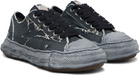 Maison MIHARA YASUHIRO Black 'Peterson23' OG Sole Ripped Overdye Canvas Sneakers