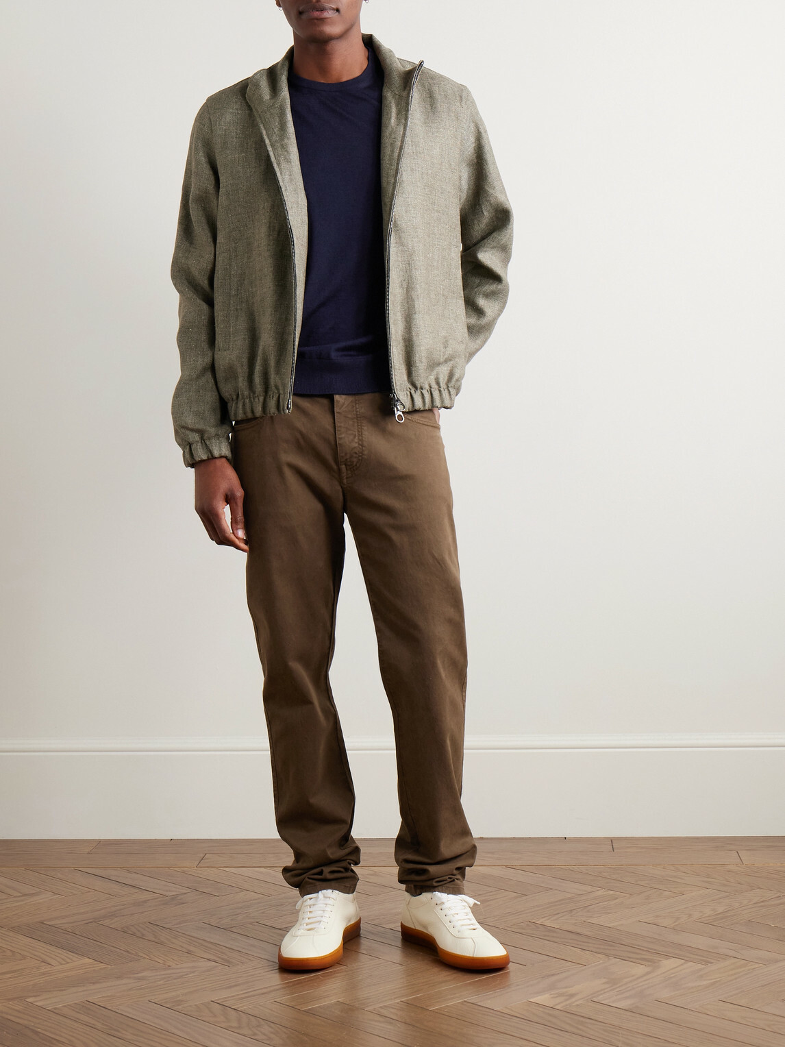 Purdey - Slim-Fit Straight-Leg Cotton-Blend Twill Trousers - Brown