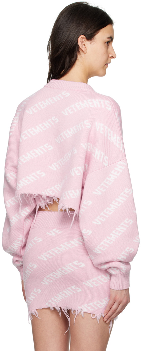 VETEMENTS logo-jacquard lamé jumper - Pink