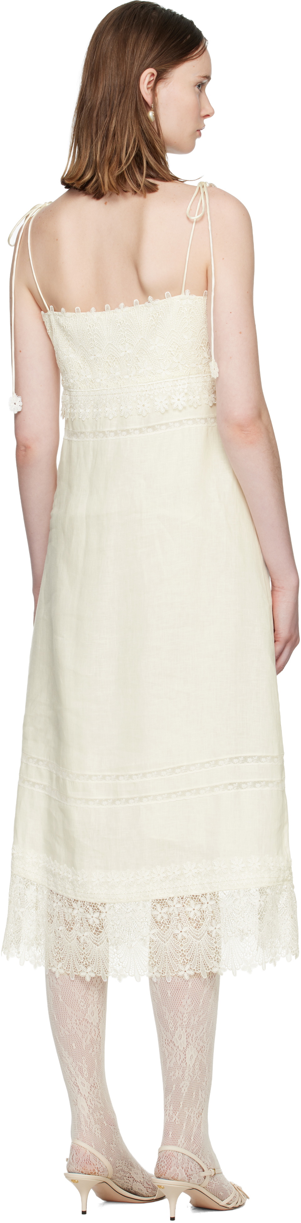 Valentino Off-White Linen Midi Dress
