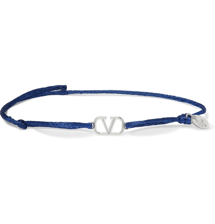 Photo: Valentino - Valentino Garavani Logo-Detailed Cord and Silver-Tone Bracelet - Blue
