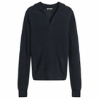 Auralee Men's Baby Suri Alpaca Sheer Knit Skipper Polo in Navy