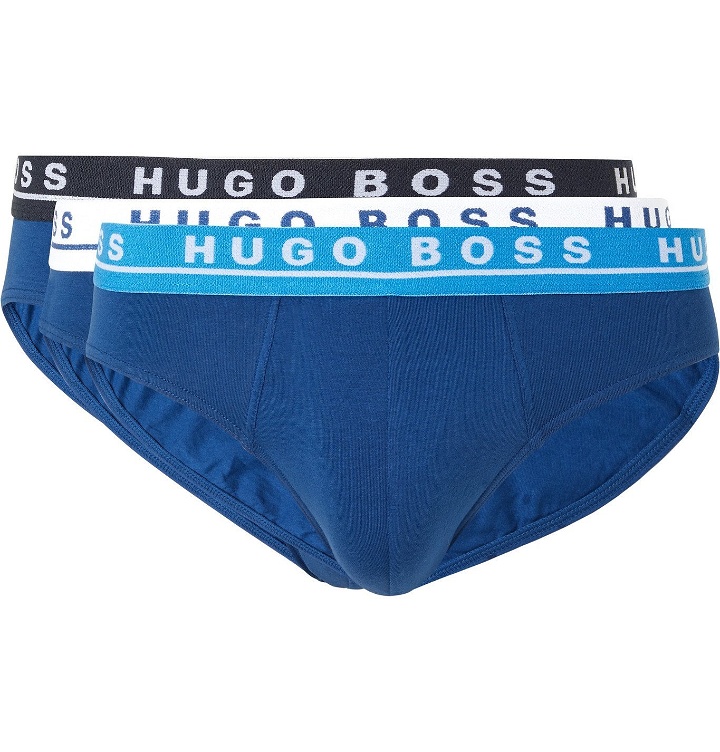 Photo: Hugo Boss - Three-Pack Stretch-Cotton Briefs - Blue