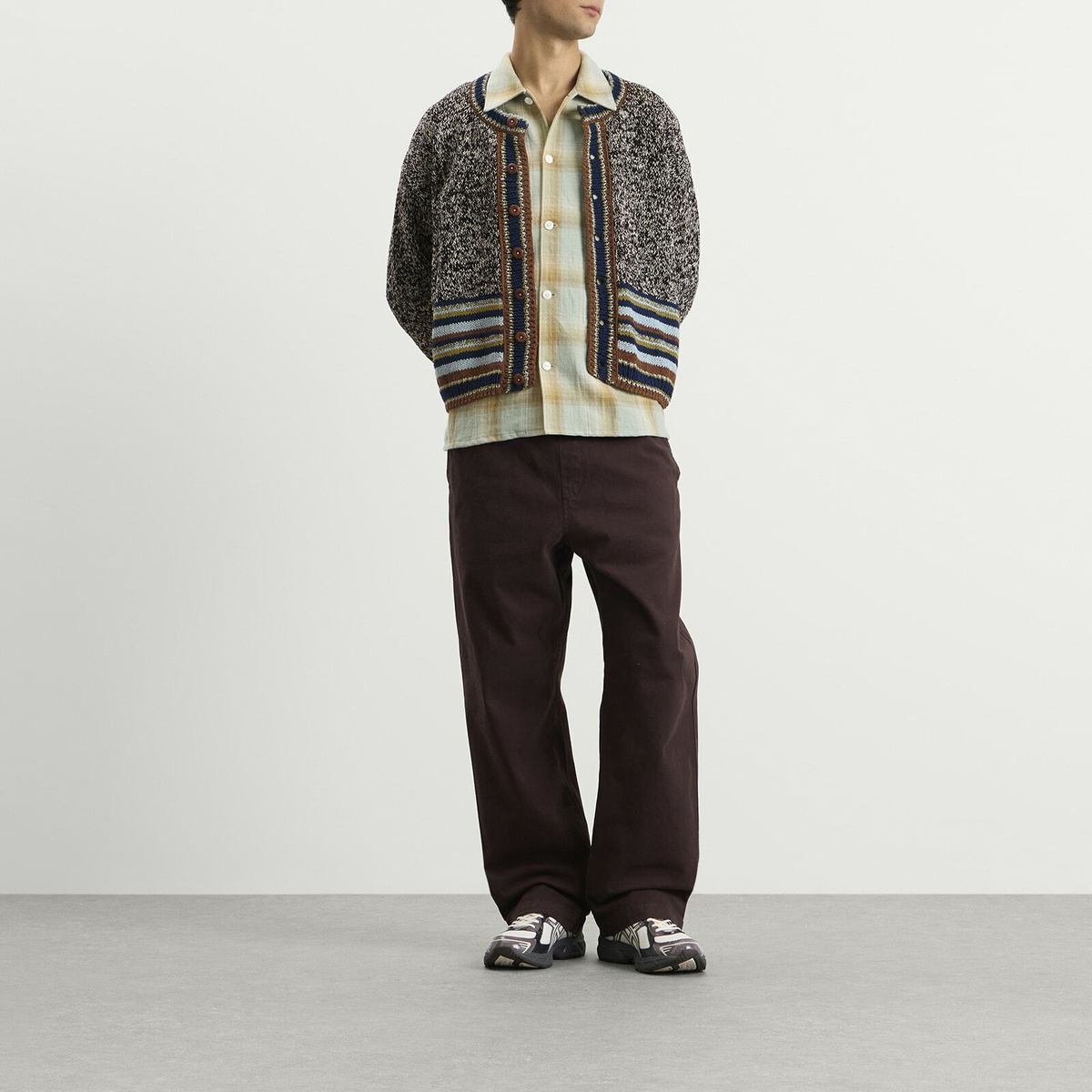 Story mfg. Men's Hand Knit Root Cardigan in Oakmoss