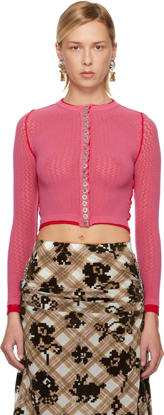Photo: Chopova Lowena Pink Fishnet Cardigan