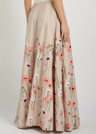 Bernadette Kennedy Floral-embellished Satin-poplin Maxi Skirt Beige