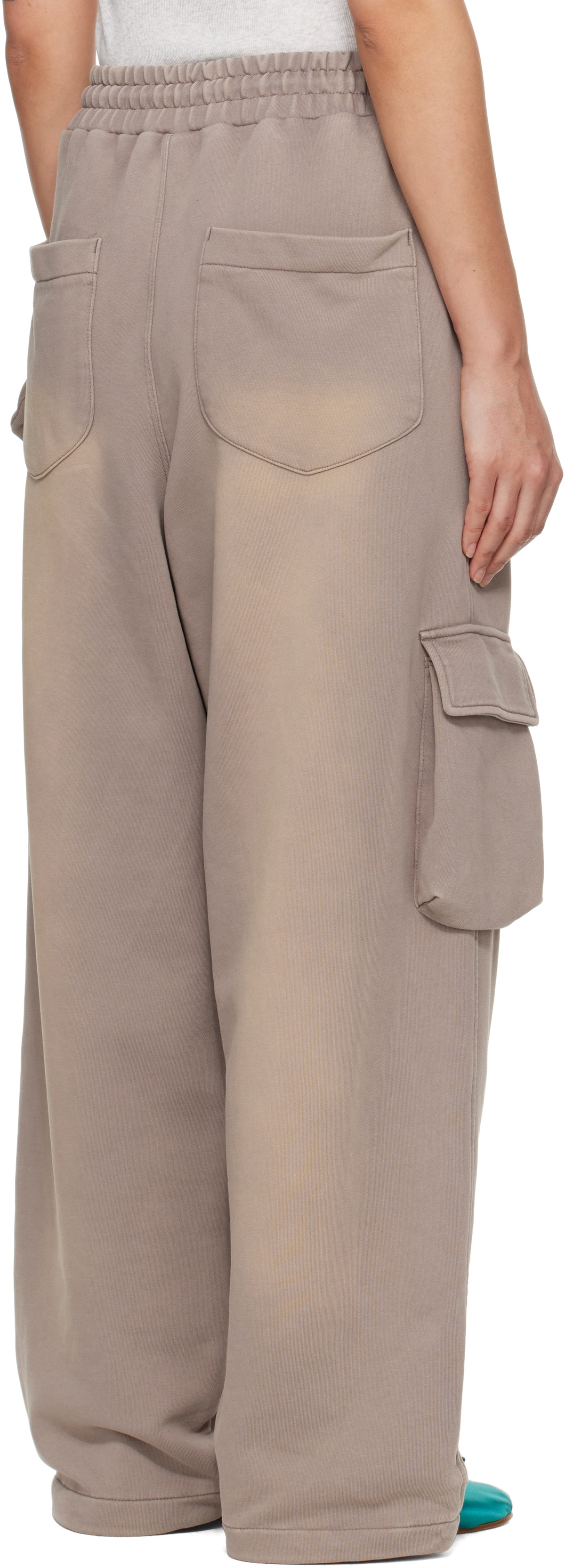 OPEN YY Beige Washed Pocket Baggy Sweatpants