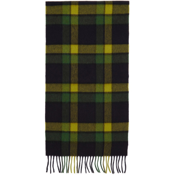 Photo: Comme des Garcons Homme Navy and Green Joshua Ellis Edition Cashmere Scarf