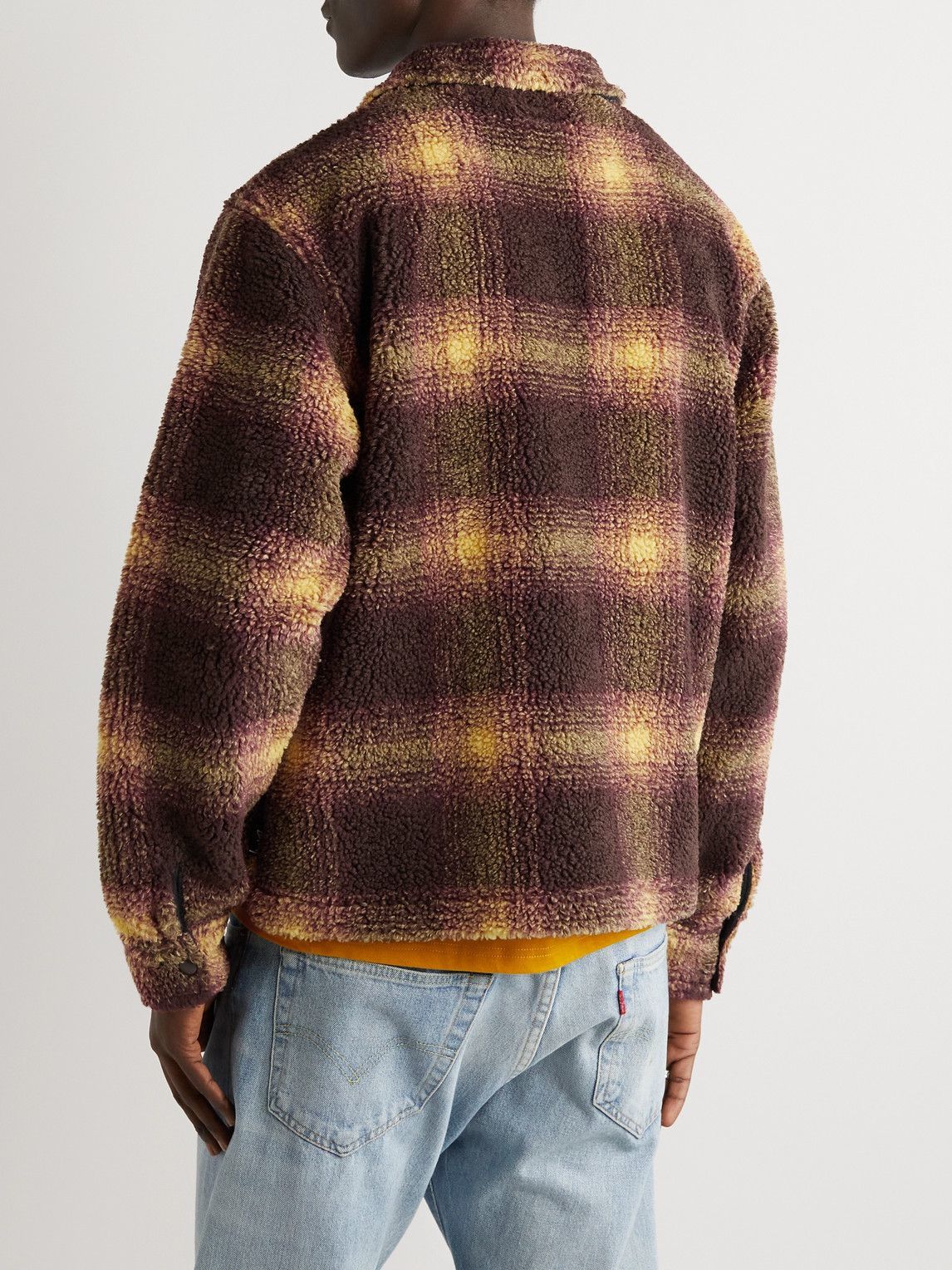Stussy - Checked Fleece Zip-Up Overshirt - Brown Stussy