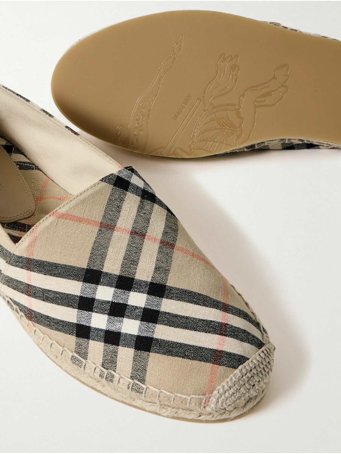 Burberry - Checked Linen-Blend Canvas Espadrilles - Neutrals