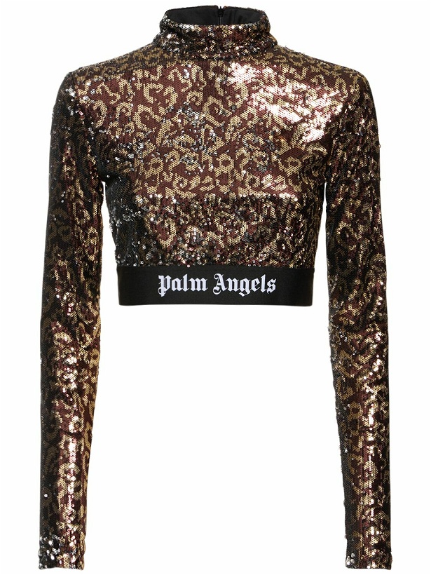 Photo: PALM ANGELS Logo Tape Sequined Top