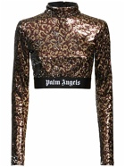 PALM ANGELS Logo Tape Sequined Top