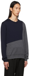 Comme des Garçons Homme Deux Grey & Navy Wool Panelled Sweater