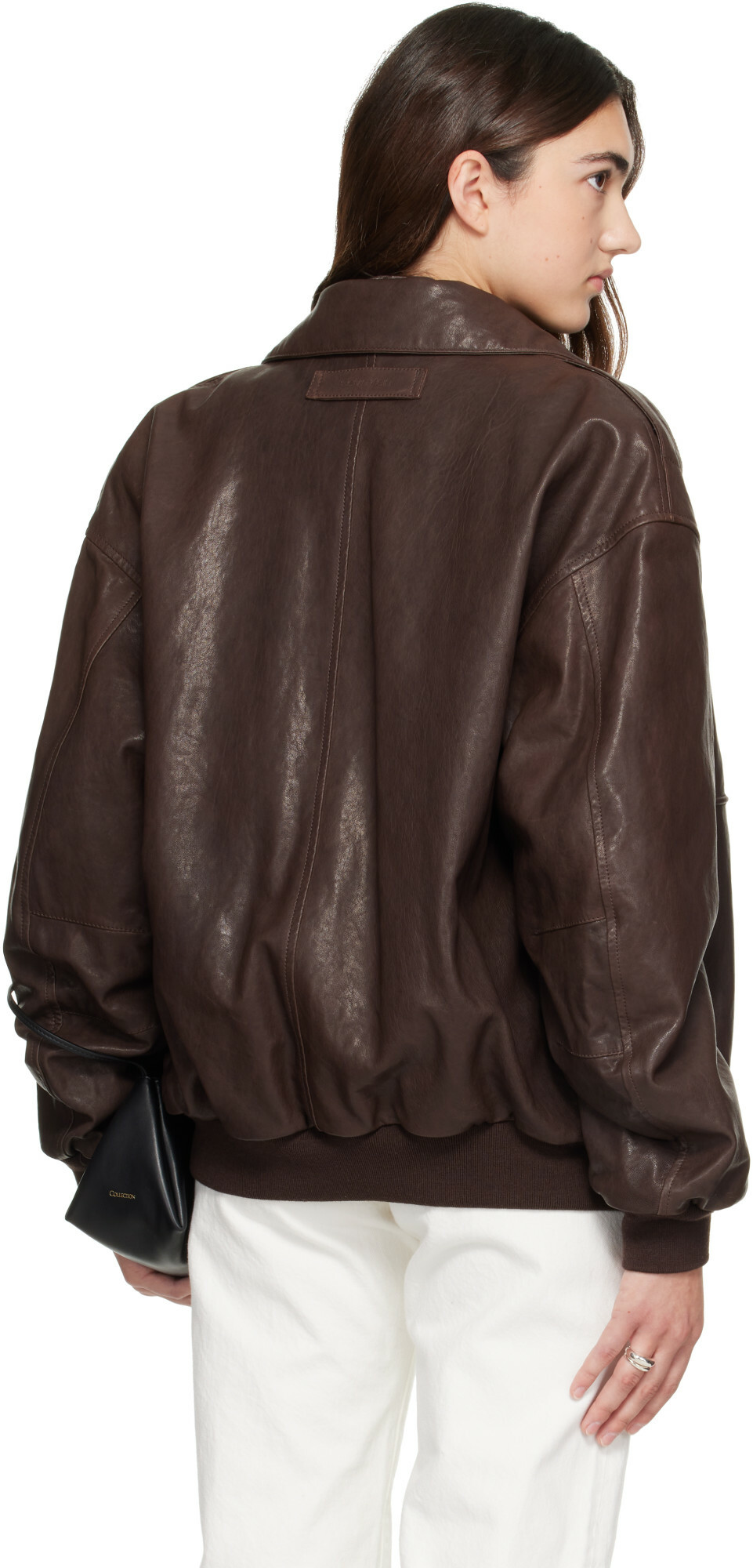 Calvin Klein Collection Brown Leather Bomber Jacket