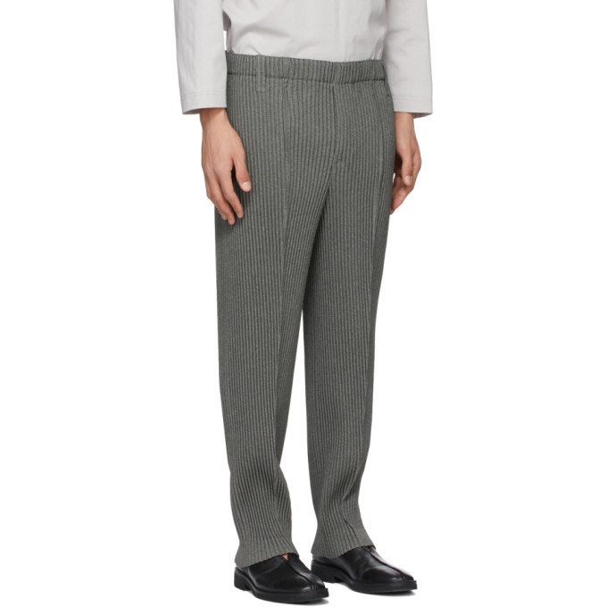 Homme Plisse Issey Miyake Grey Wool Like Light Trousers Homme