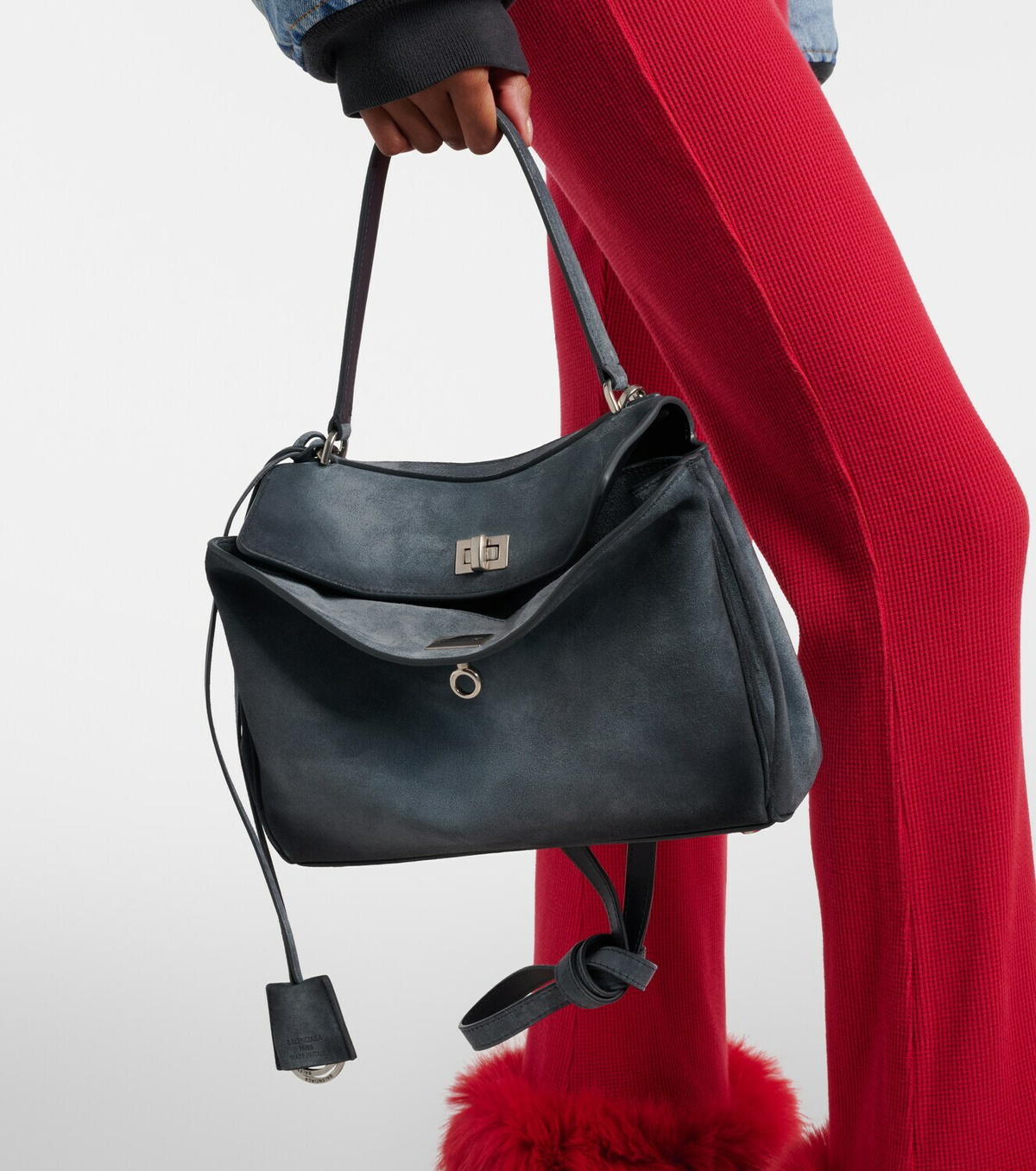 Balenciaga Rodeo Small suede top-handle bag