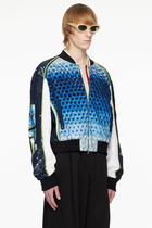 Dries Van Noten Blue & White Sequinned Bomber