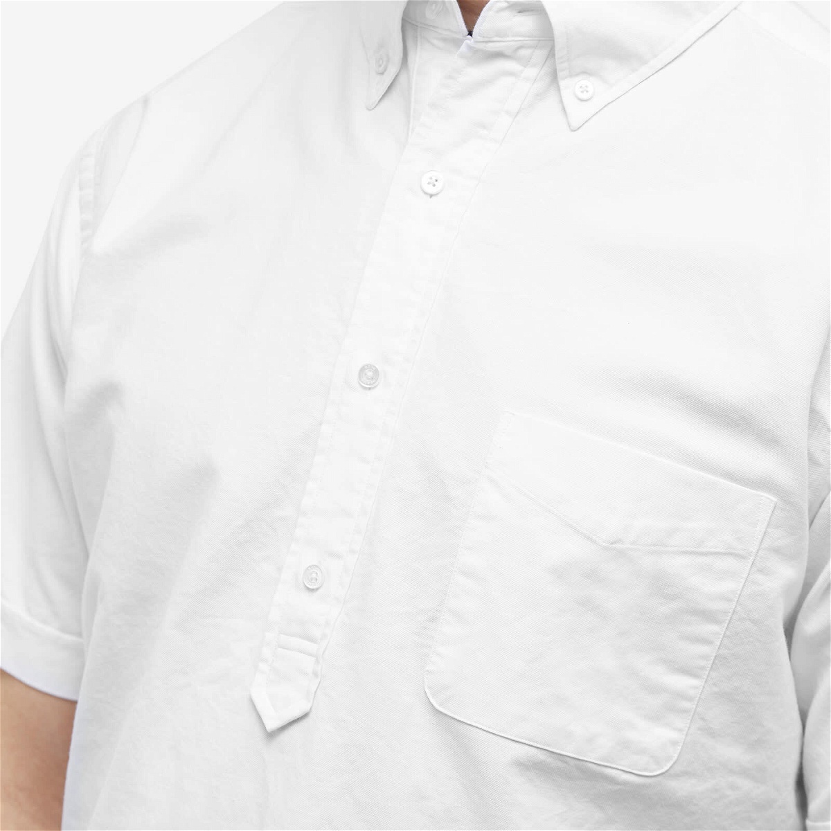 Beams Plus Men's BD Popover Short Sleeve Oxford Shirt in White Beams Plus