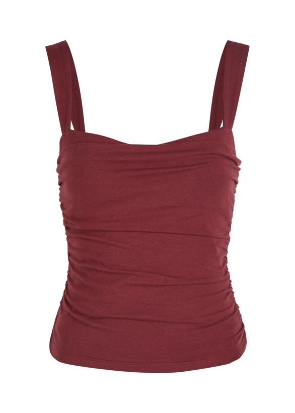 Photo: Reformation Trish Ruched Stretch-cotton top Burgundy