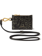TOM FORD - Leopard-Print Full-Grain Leather Cardholder with Lanyard