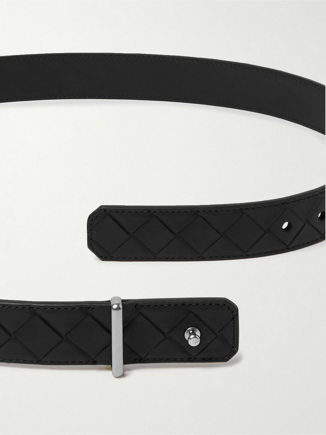 Bottega Veneta Intrecciato Leather Belt Black