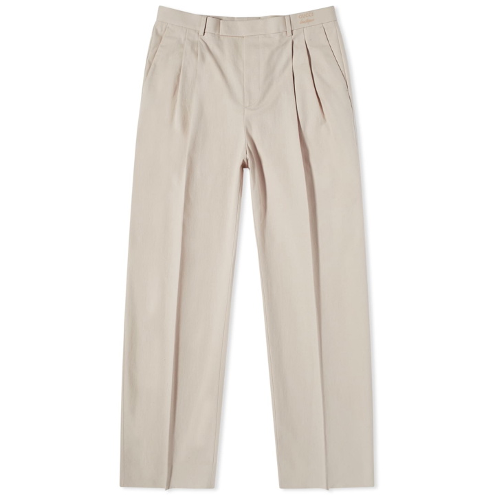 Photo: Gucci Men's Embroided Pleat Trousers in Ivory