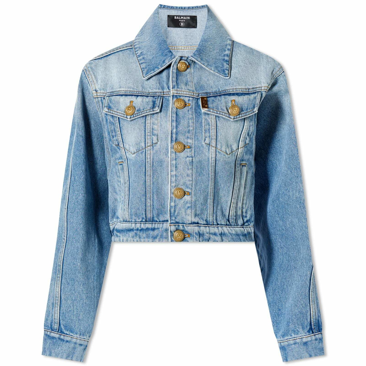 ジャケット BALMAIN Women Jackets EF0SK81075DF SPS Blue Denim jacket with pearl trim - Women | BALMAIN