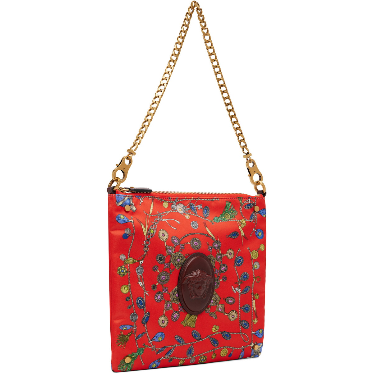 Versace Red Cabine Printed Duchesse Shoulder Bag
