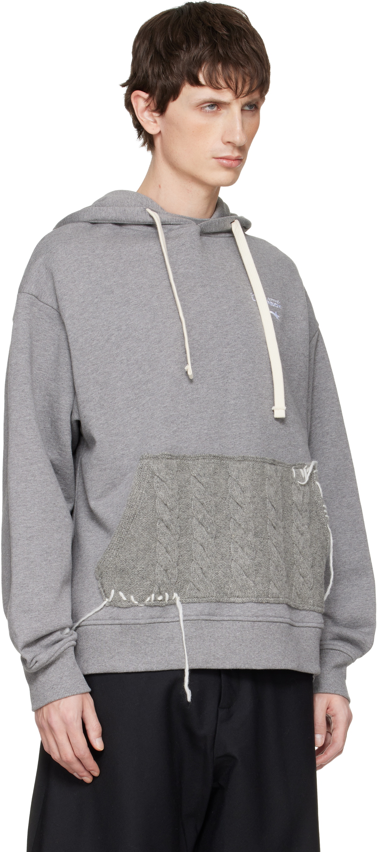 Charles Jeffrey LOVERBOY Gray Patch Rabbit Ears Hoodie