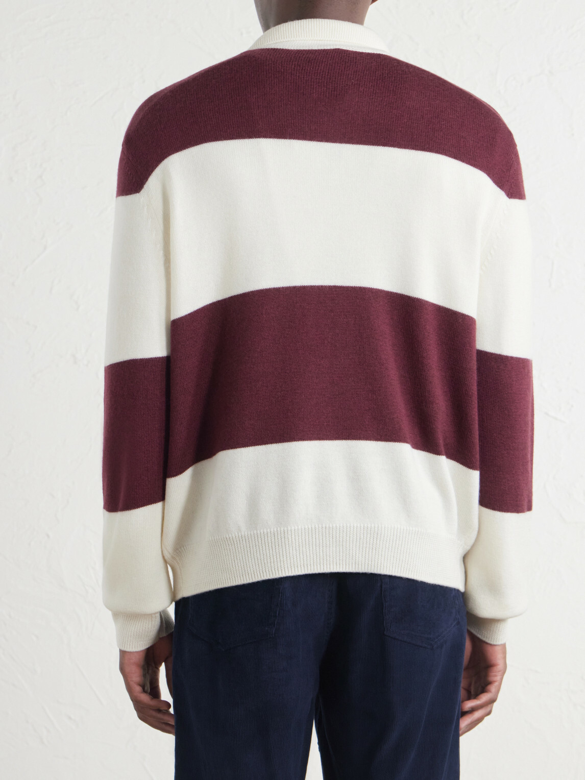 A.P.C. - Logo-Embroidered Striped Virgin Wool Polo Sweater - Burgundy