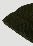 Ribbed Beanie Hat in Dark Green
