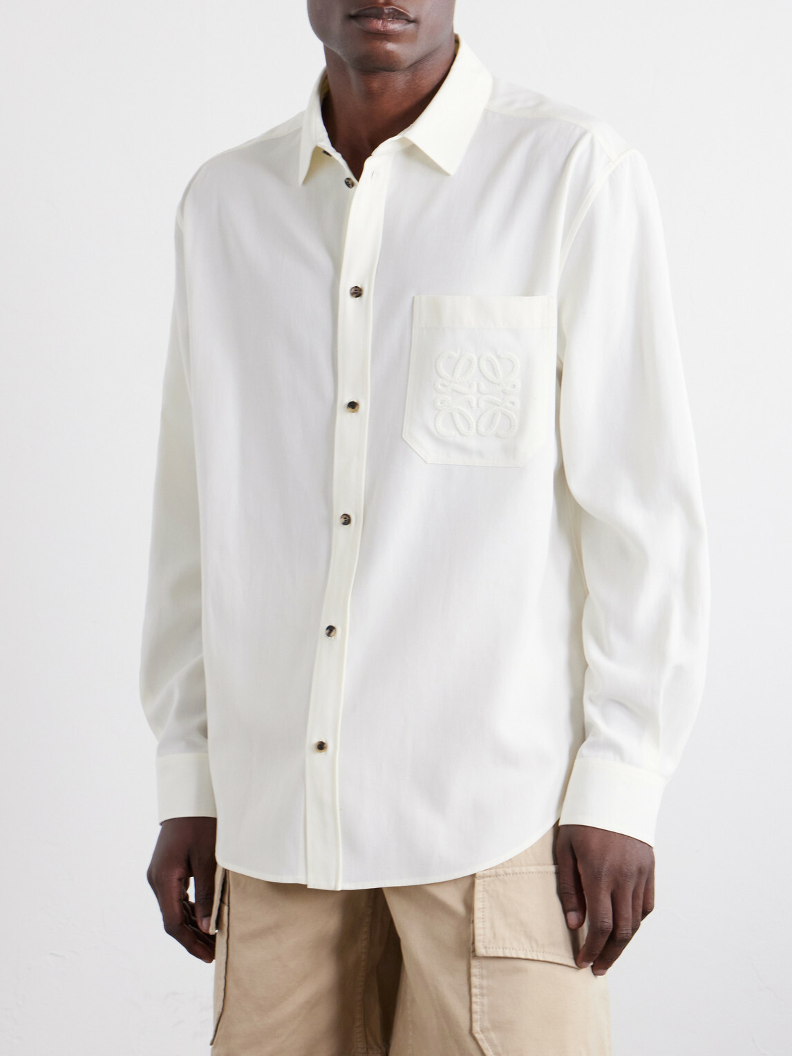 LOEWE - Paula's Ibiza Anagram-Embroidered Lyocell-Poplin Shirt - Neutrals