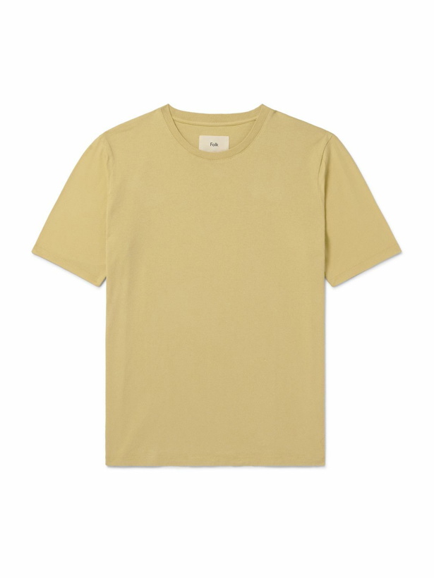 Photo: Folk - Garment-Dyed Cotton-Jersey T-shirt - Yellow