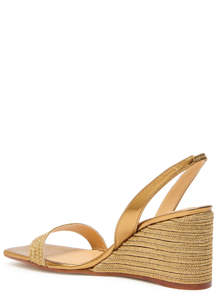 Castañer Barby Metallic Braided Wedge Espadrilles Gold