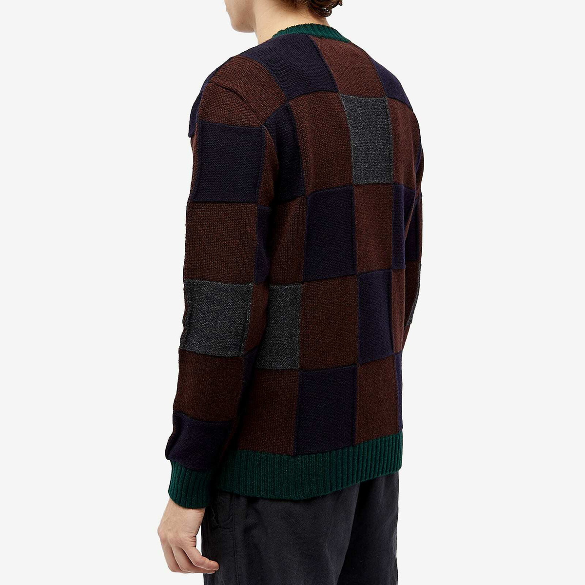 Country Of Origin Men's Check Crew Knit in Tartan/Raisin/Navy