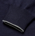 Brunello Cucinelli - Contrast-Tipped Cashmere Half-Zip Sweater - Blue