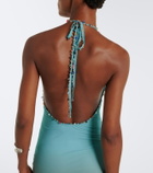 Christopher Esber Beach Quartz Halter embellished maxi dress