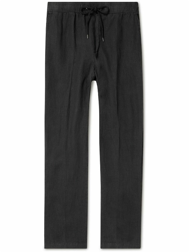 Photo: James Perse - Garment-Dyed Straight-Leg Linen Drawstring Trousers - Black