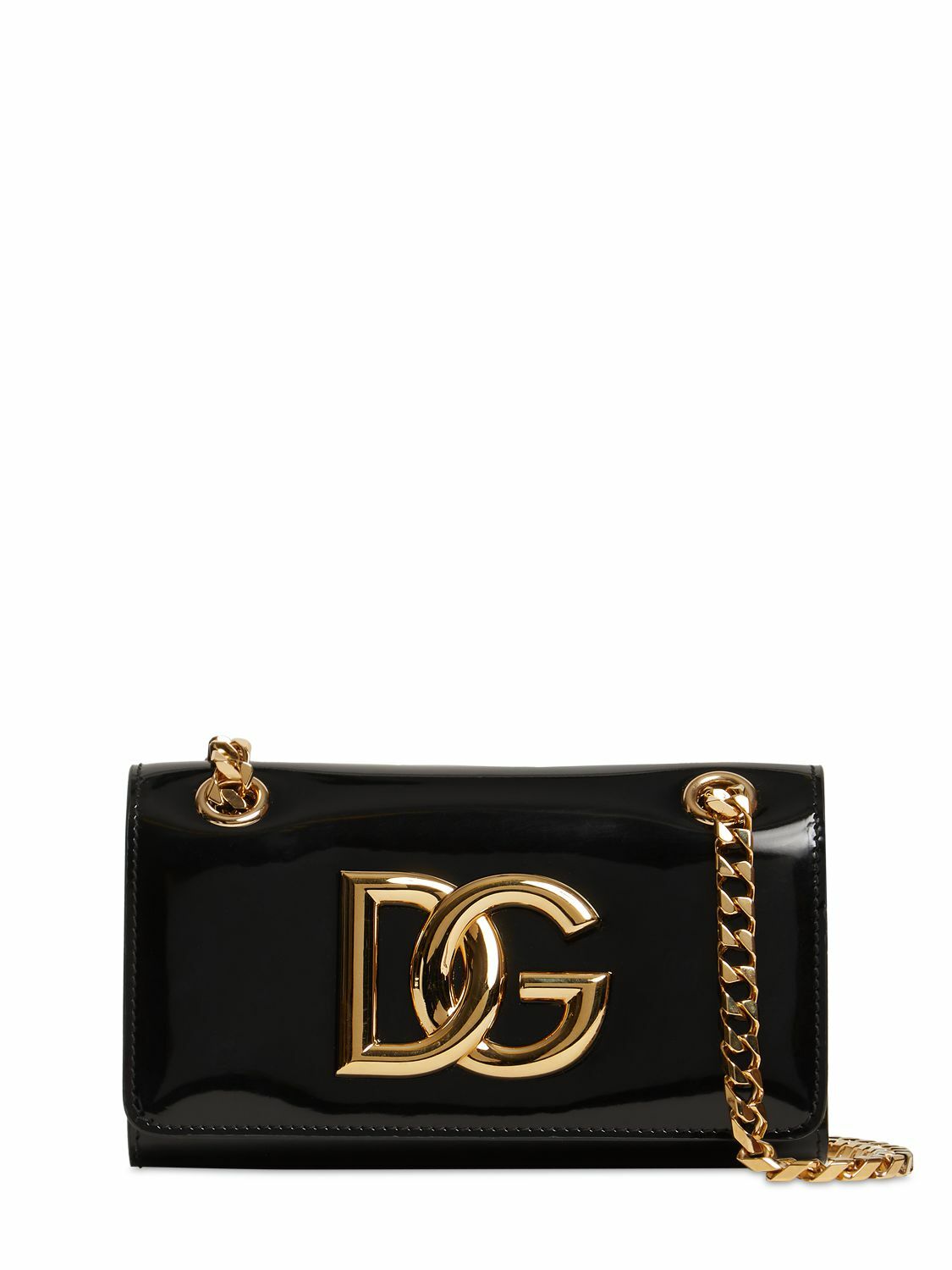 Dolce & Gabbana Black Leather DG Logo Chain Bag Shoulder Strap