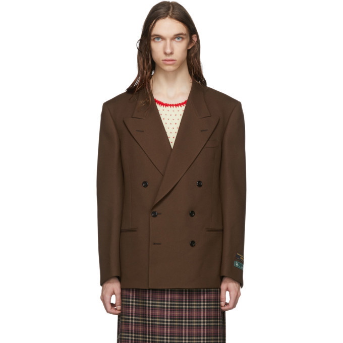 Photo: Gucci Brown Double-Breasted Fluid Blazer