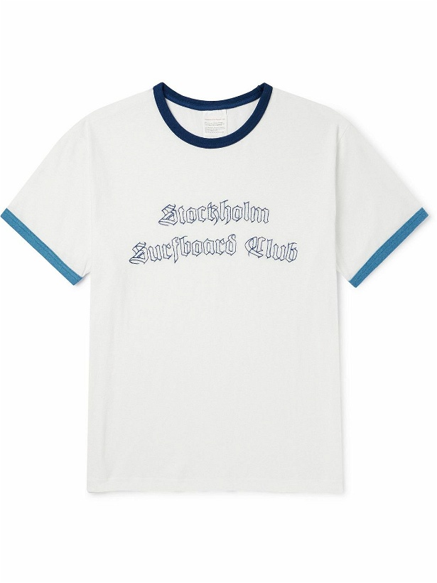 Photo: Stockholm Surfboard Club - Logo-Embroidered Organic Cotton-Jersey T-Shirt - White