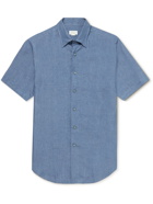 BRIONI - Hidden Button-Down Collar Linen Shirt - Blue