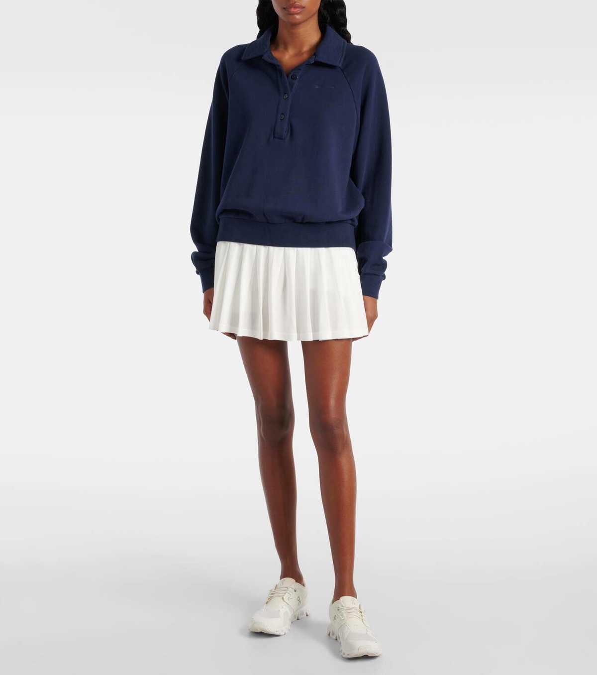 The Upside Elle logo cotton terry polo sweater