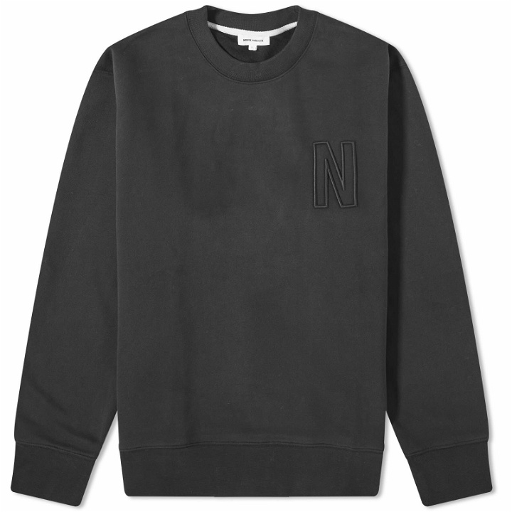 Photo: Norse Projects Men's Arne Relaxed N Logo Crew Sweat in Black