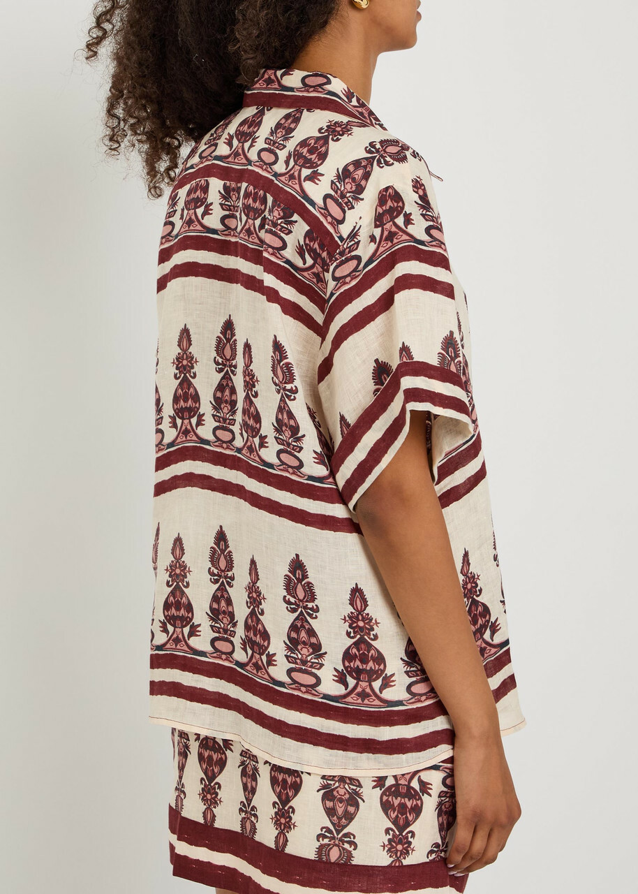 Johanna Ortiz La Creciente Printed Linen Shirt Ecru